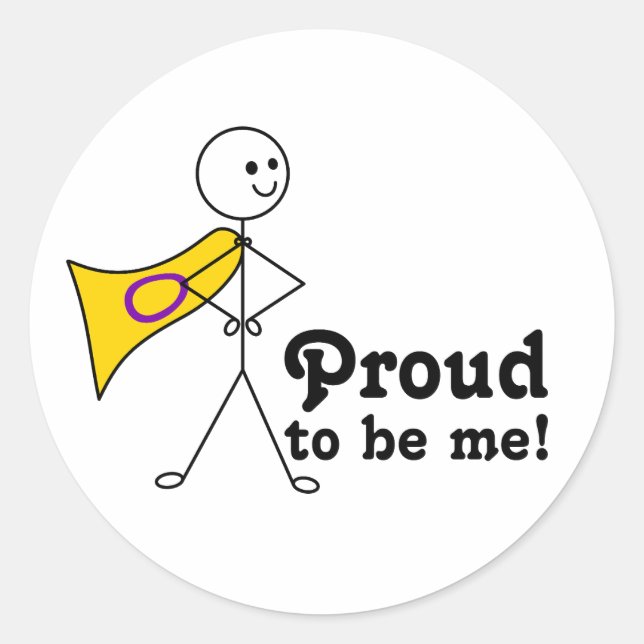 Adesivo Redondo Orgulho de ser eu, orgulho intersexual, sinalizado (Frente)