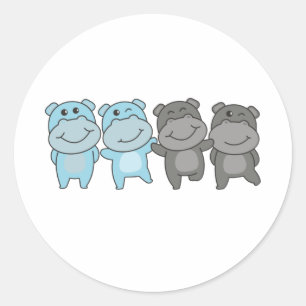 Adesivo Redondo Orgulho de Sinalizador Autosexual Lgbtq Cute Hippo