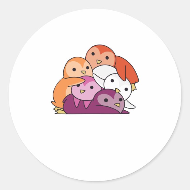 Adesivo Redondo Orgulho de Sinalizador Lgbtq Cute Penguin (Frente)