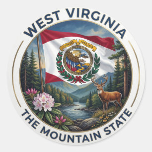 Adesivo Redondo Orgulho do Estado de Appalachian da Virgínia Ocide