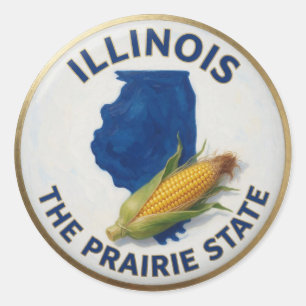 Adesivo Redondo Orgulho do Estado de Illinois 🌾 Grama da Pradaria