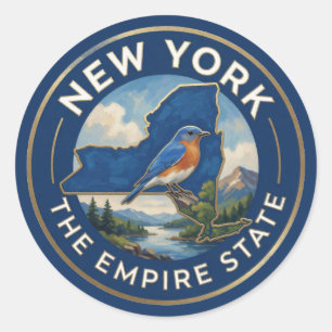 Adesivo Redondo Orgulho do Estado de Nova York ✦ Patrimônio do Est
