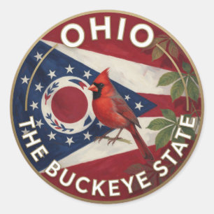 Adesivo Redondo Orgulho do Estado de Ohio ✦ Herança da Castanha-de