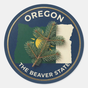 Adesivo Redondo Orgulho do Estado de Oregon Emblema
