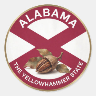 Adesivo Redondo Orgulho do Estado do Alabama 🥜 Emblema do Amendoi