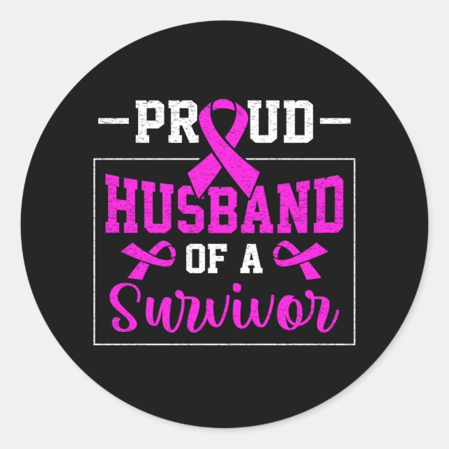 Adesivo Redondo Orgulho Do Marido De Sobrevivência À Consciência D (Frente)