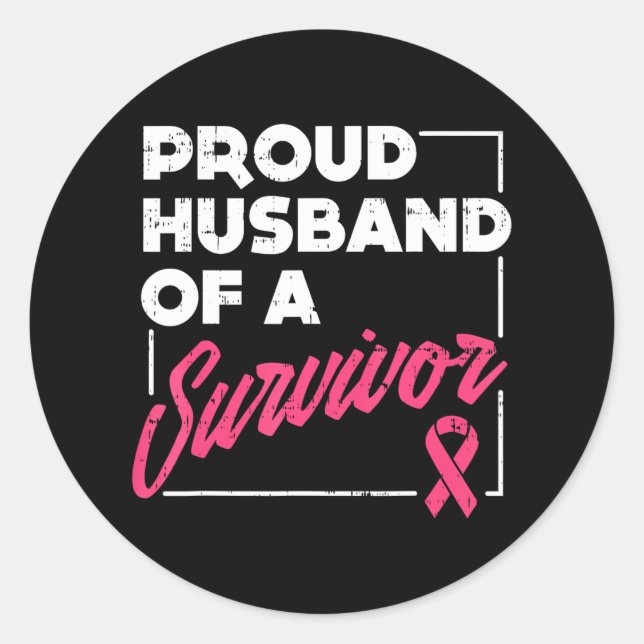 Adesivo Redondo Orgulho Do Marido De Sobrevivência À Consciência D (Frente)
