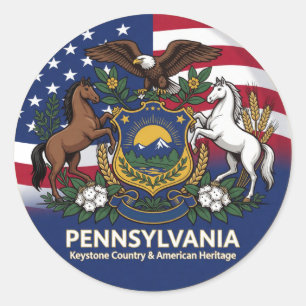 Adesivo Redondo Orgulho do Patrimônio da Pennsylvania Keystone 🌸