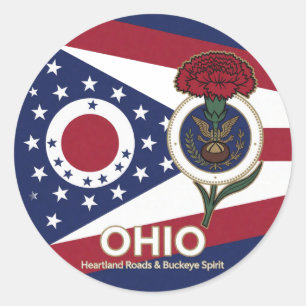 Adesivo Redondo Orgulho do Patrimônio do Estado de Ohio Buckeye 🌰