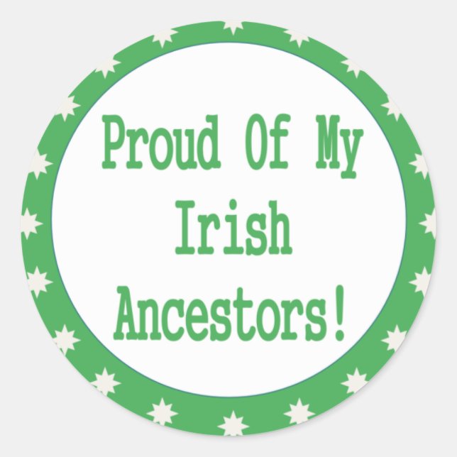 Adesivo Redondo Orgulho Dos Meus Ancestrais Irlandeses (Frente)