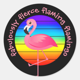 Adesivo Redondo Orgulho "Flamingo Flamejante" fabulosamente feroz