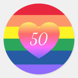 Adesivo Redondo Orgulho gay 50 Fabuloso Arco-Íris Clássico Rou
