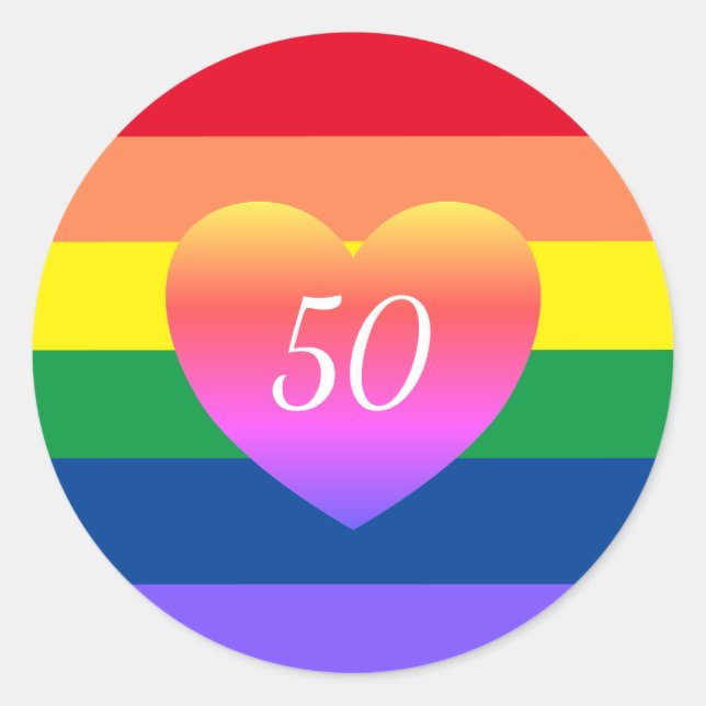 Adesivo Redondo Orgulho gay 50 Fabuloso Arco-Íris Clássico Rou (Frente)