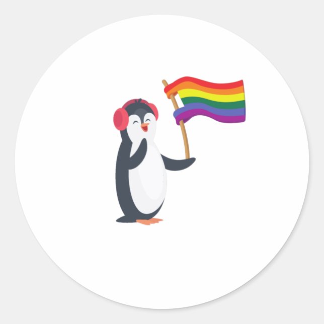 Adesivo Redondo Orgulho gay de Pinguim Homossexual LGBT (Frente)