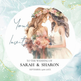 Adesivo Redondo Orgulho gay Elegante Blush Wedding