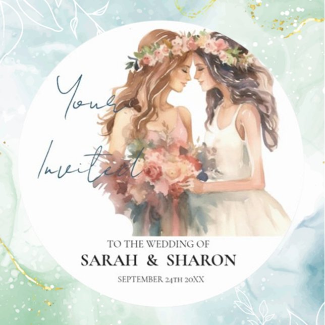 Adesivo Redondo Orgulho gay Elegante Blush Wedding (Celebrate love with our Gay Pride Elegant Blush Wedding Classic Round Sticker )