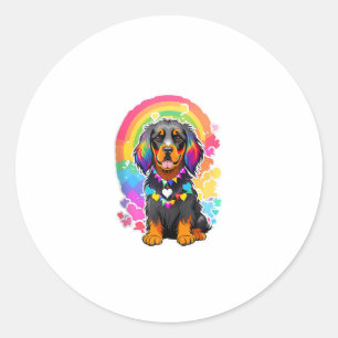 Adesivo Redondo Orgulho gay Flag Gordon Setter Dog Lover Rainbow P
