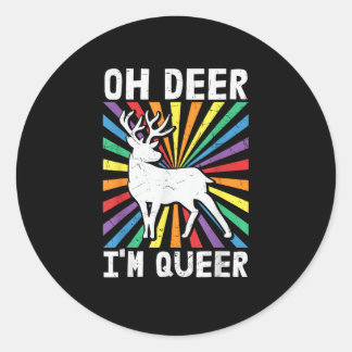 Adesivo Redondo Orgulho Gay Lésbica LGBT Vintage Oh Deer Eu Sou Qu