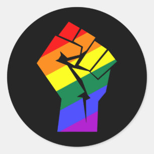 Adesivo Redondo Orgulho gay Lgbtq Indicador Arco-Íris Resiste À Ga