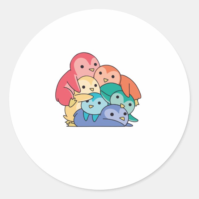 Adesivo Redondo Orgulho gay Lgbtq Penguin Cute Penguin (Frente)
