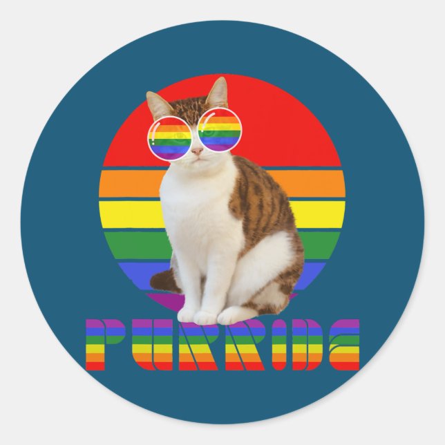 Adesivo Redondo Orgulho gay para mulheres Pais LGBT amantes de gat (Frente)