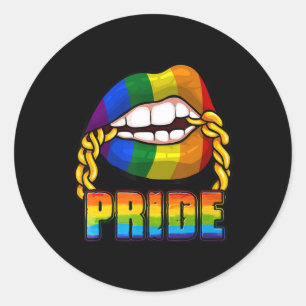 Adesivo Redondo Orgulho gay Rainbow Lábios LGBT Consciência LGBT M