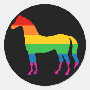 Adesivo Redondo Orgulho gay Rainbow Stripe Horse