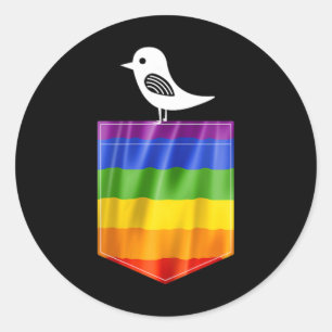 Adesivo Redondo Orgulho gay Sinalizador Pequeno Pássaro Lgbt Resis