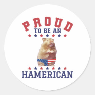 Adesivo Redondo Orgulho Hamerican Hamste Patriótico Americano de 4