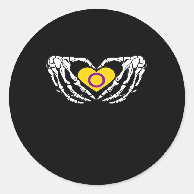 Adesivo Redondo Orgulho Intersexual Skeleton Halloween Gótico Clas (Frente)