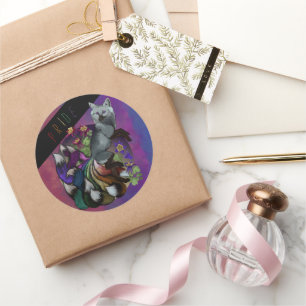 Adesivo Redondo Orgulho Kitsune e Flores Columbinas