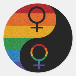 Adesivo Redondo Orgulho lésbica Yin e Yang