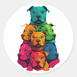 Adesivo Redondo Orgulho LGBT Colorido Staffordshire Bull Terrier D