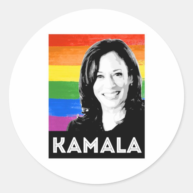 Adesivo Redondo Orgulho LGBT de Kamala Harris (Frente)