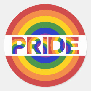 Adesivo Redondo Orgulho LGBT Psicodélico Arco-Íris Geométrico Bull