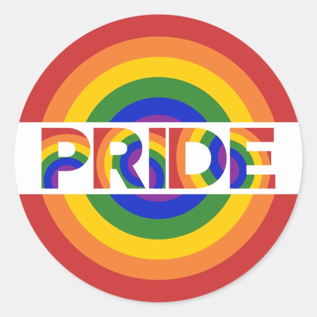 Adesivo Redondo Orgulho LGBT Psicodélico Arco-Íris Geométrico Bull (Frente)