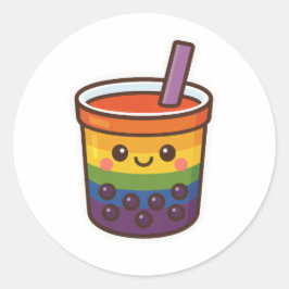 Adesivo Redondo Orgulho LGBTQ+ do Rainbow Bubble Tea
