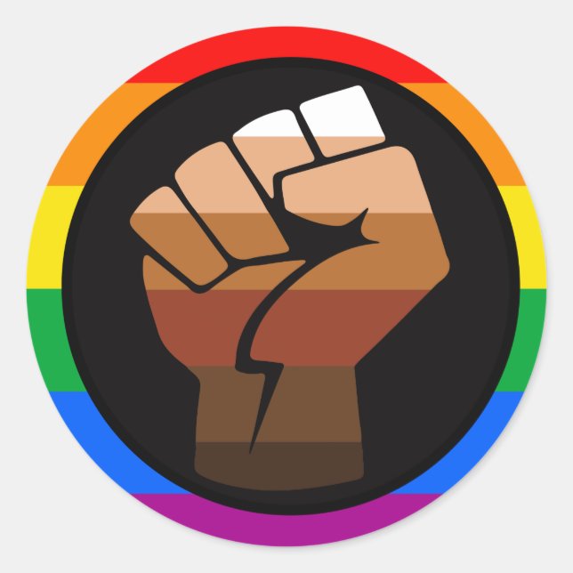Adesivo Redondo ORGULHO LGBTQ (Orgulho de Punição POC) (Frente)