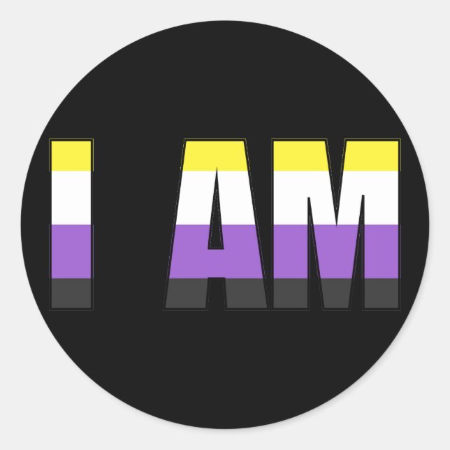 Adesivo Redondo Orgulho Não Binário Eu Sou Clássico Redondo (Frente)