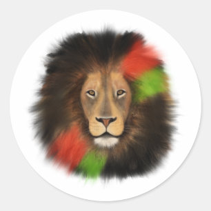 Adesivo Redondo orgulho negro leão vermelho verde unidade selva ga