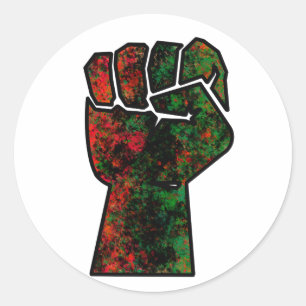 Adesivo Redondo orgulho negro punho vermelho verde bandeira pan-af
