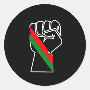 Adesivo Redondo orgulho negro punho vermelho verde bandeira pan-af