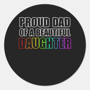 Adesivo Redondo Orgulho Pai LGBT Filha Lésbica Rainbow Ally
