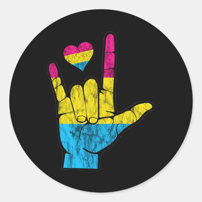 Adesivo Redondo Orgulho Pan-ASL Perda de audição Pansexual Awarene (Frente)