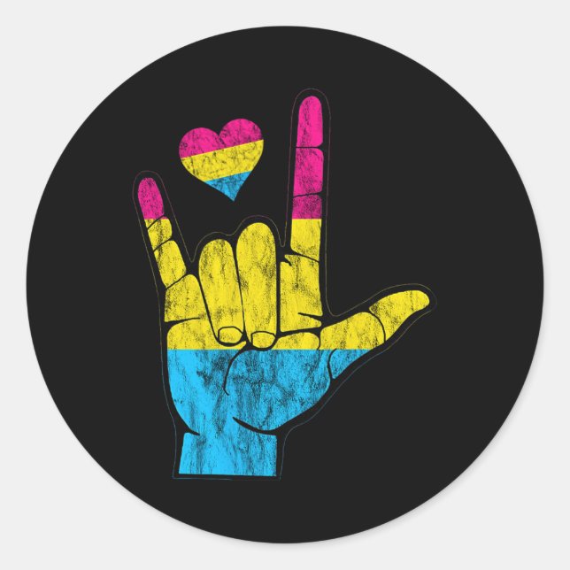 Adesivo Redondo Orgulho Pan-ASL Perda de audição Pansexual Awarene (Frente)