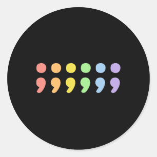 Adesivo Redondo Orgulho Sutil Saúde Mental Ponto e Vírgula Lgbtqia