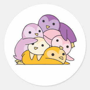 Adesivo Redondo Orgulho Trixínico de Sinalizador Lgbtq Cute Pengui