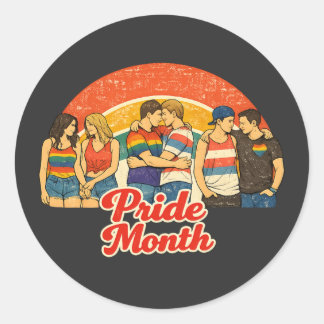 Adesivo Redondo Orgulho Vintage Retro Mês da Celebração LGBTQ