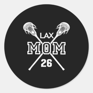 Adesivo Redondo Orgulhosa ama mãe de lacrosse #26 jogador de lax n