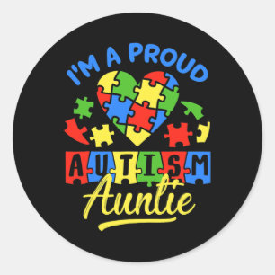 Adesivo Redondo Orgulhosa Autismo Tia Conscientista
